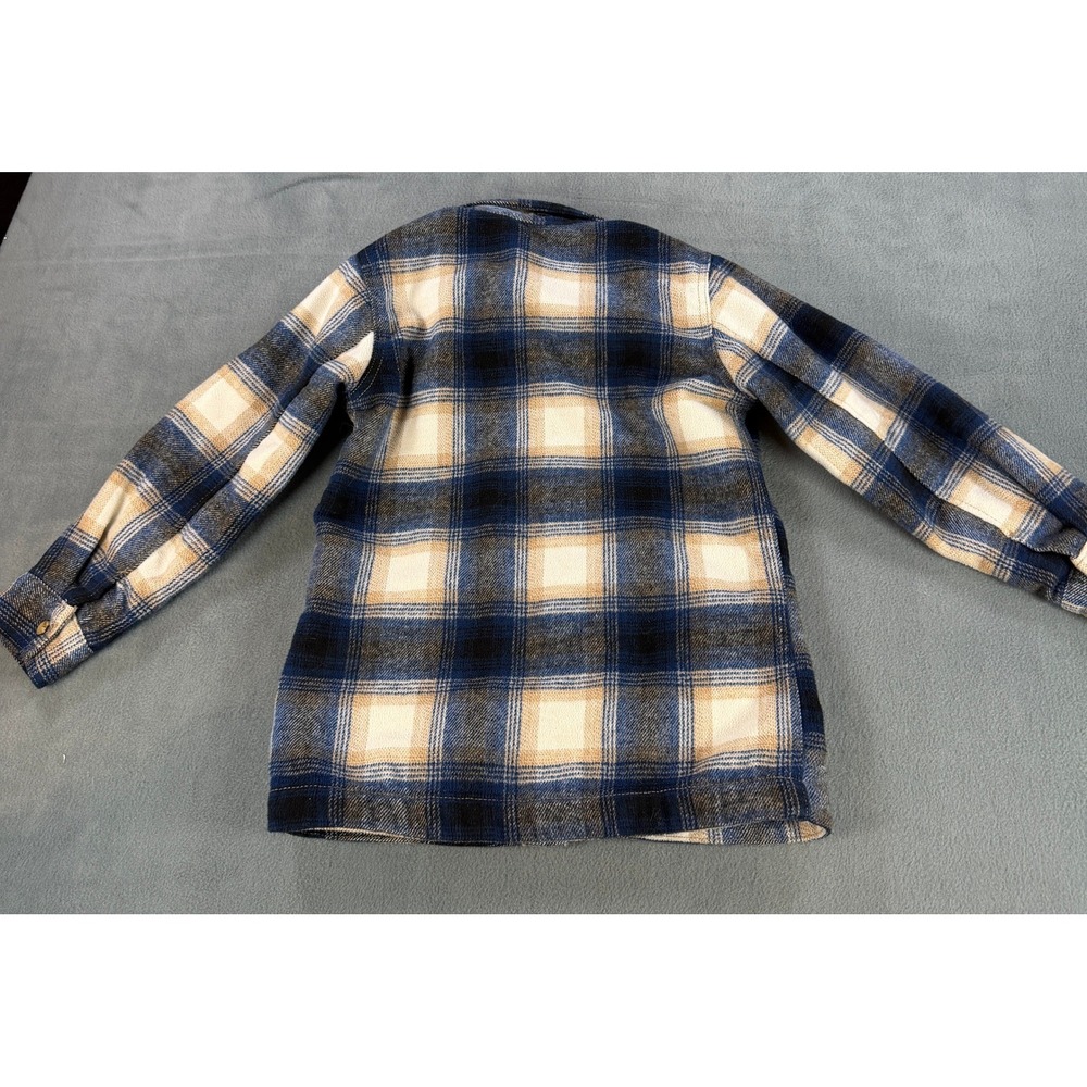 Wrangler Boys Blue Tan Plaid Quilted Lined Western Shirt Jacket Size Medium M159 - Picture 5 of 7